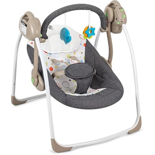 Electric Baby Swings for Infants to Toddler, Soothing Portable Baby Swing, Compact Automatic Baby Swing with Music, Comfort Baby Swing with Adaptable Speed, 6-25 lbs 0-9 Months