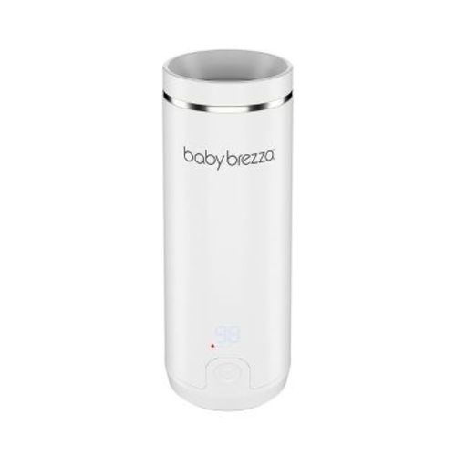 Baby Brezza Superfast Portable Bottle Warmer - White: Digital Display, Warms Evenly, Automatic Shut-Off, Battery Powered