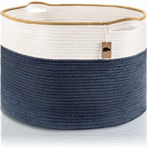 Little Hippo Baskets XXXL Large Cotton Rope Basket 22"x22"x14" Storage Woven Blanket Organizer for Living Room Organizing, Baby Gift, Kids Toy Storage