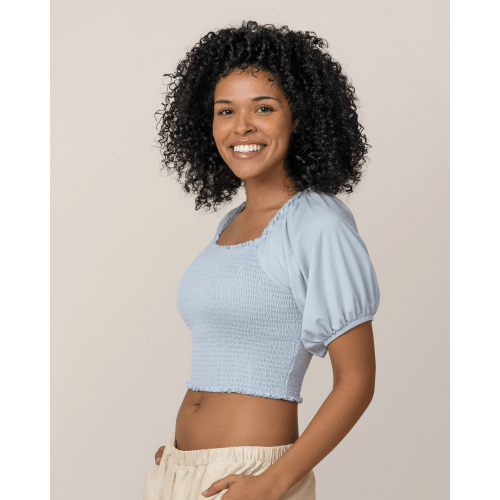 Sophia Smocked Cropped Nursing Top | French Blue - Kindred Bravely