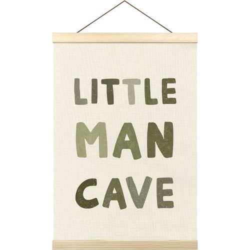 Tzhim Little Man Cave Sign for Boys Poster Hanger Frame, Nursery Decor, Toddler Room Decor, Baby Boy Room Decorations, Wall Art with Wood Frames, 12x16in