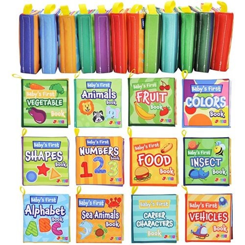 JOYIN 12 Pcs Baby Bath Books, Nontoxic Fabric Soft Baby Crinkly Cloth Books, Newborn Waterproof Bathtub Pool Toys Books, Infant Early Education First Toys for Toddlers Kids Birthday Gifts