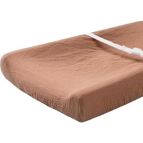 Meracorallo Muslin Changing Pad Cover, 100% Cotton Soft and Comfortable Changing Table Cover for Baby Boys and Girls, Camel
