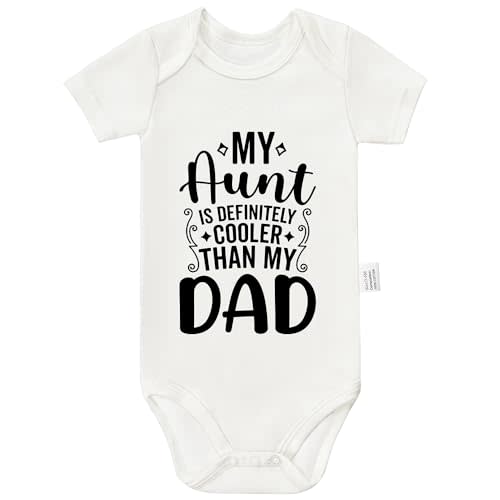 Eorjuek My Aunt is Definitely Cooler Than My Dad Bodysuits, Boy Girl Newborn Cotton Short Sleeve Jumpsuit Outfits 0-24 Months