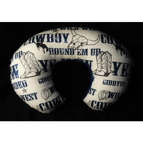 Nursing Pillow Cover- Navy Cowboy With Minky Underside