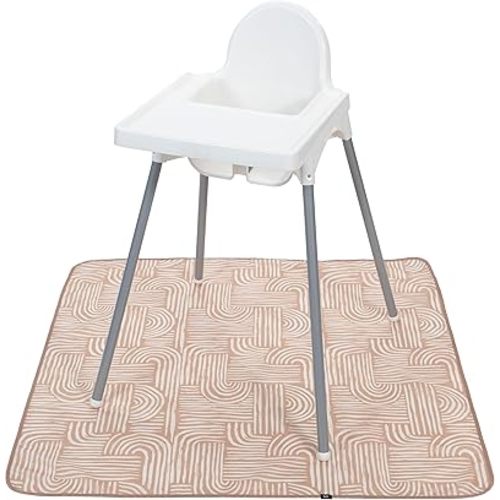 S&T INC. Baby Splat Mat for Under High Chair, Water Resistant Floor Mat, 42 Inches by 42 Inches, Tan Arches