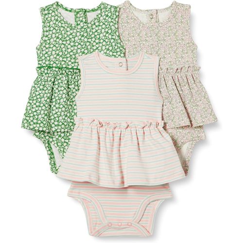 Amazon Essentials Baby Girls' Sleeveless Bodysuit Dress, Pack of 3