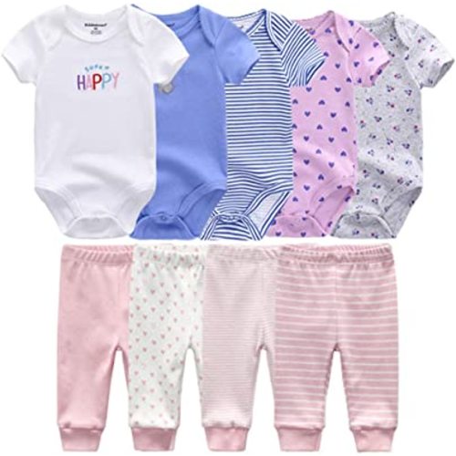 Baby Layette Set Baby Boys' 9-Piece Bodysuits Pants Set Toddler Girl Boy Unisex Baby Gift Sets