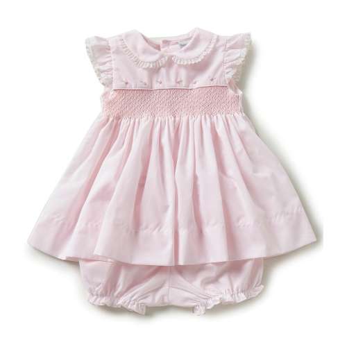 Friedknit Creations Baby Girls 3-9 Months Flutter Sleeve Smocked Dress