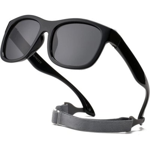 Polarized Baby Sunglasses for Toddler Boys Girls, TPEE Flexible Frame with Strap, for Infant Age 0-3