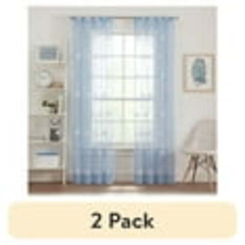 (2 pack) Your Zone Cloud Sheer Indoor Single Curtain Panel, Blue Ash, 38"W x 84"L, Adult