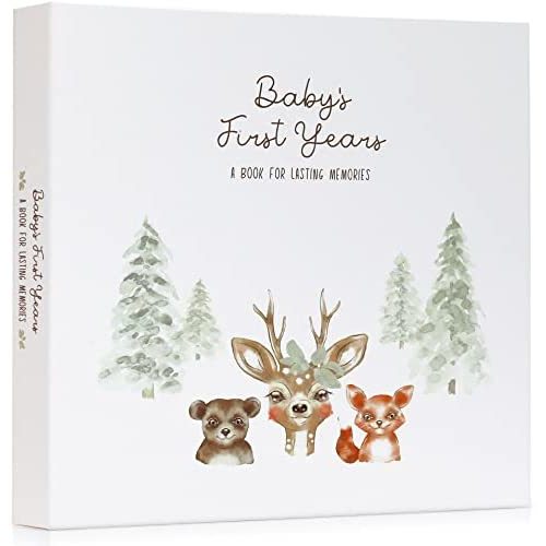 Beautiful Baby Memory Book for Modern Families - First 5 Years Gender Neutral Woodland Friends Journal Records All Your Baby's Milestones - Scrapbook Album to Collect Photos & Precious Memories