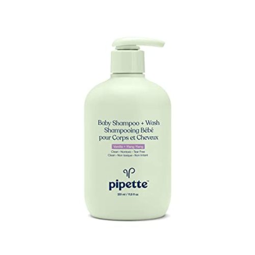 Pipette Baby Shampoo and Body Wash - Vanilla + Ylang Ylang, Tear-Free Bath Time, Hypoallergenic, Moisturizing Plant-Derived Squalane, Non-Toxic, Sulfate Free, 11.8 fl oz - 11.8 Fl Oz (Pack of 1)