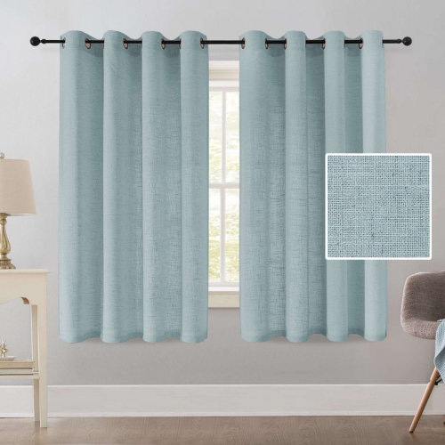 Gracie Oaks Thick Linen Farmhouse Window Curtain Drapes Linen Curtains 84 Inch Length for Living Room 96 Inches Grommet for Farmhouse Textured Curtains 2 Panels Set & Reviews | Wayfair