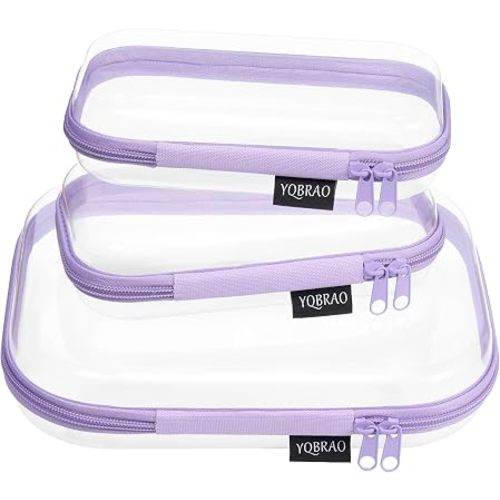 YQBRAO Clear Hard Shell Organizer Cases, 3-Pack, Purple