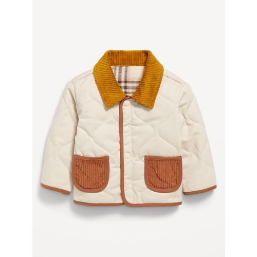 Quilted Corduroy-Trim Shacket for Baby