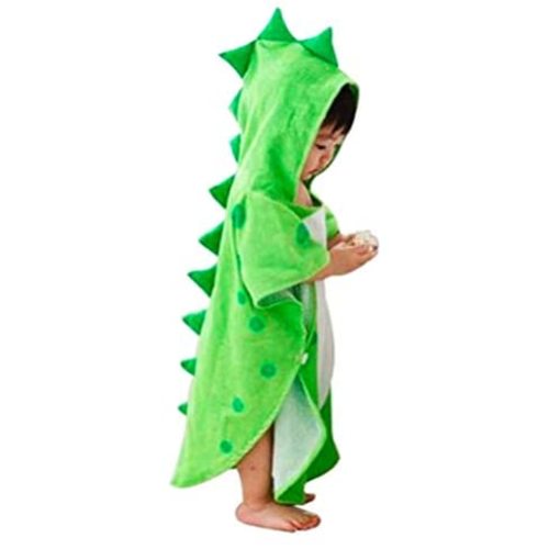 Maleroads Soft Cotton Baby Bath Towel Beach Towel Bathrobe for Kids 0-4 Years (Green Dinosaur, 21.545inch)