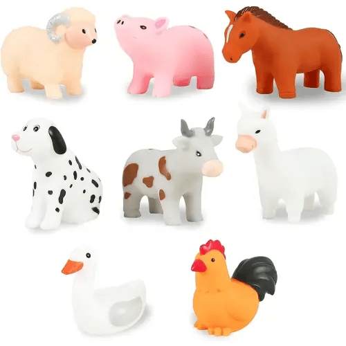 XY-WQ Bath Toys No Hole, for Infants 6-12& Toddlers 1-3, No Hole Bathtub Toys (Animal Ⅱ, 8 Pcs with Mesh Bag)