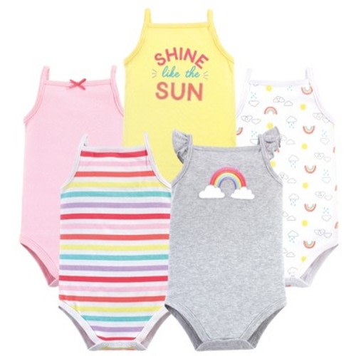 Hudson Baby Infant Girl Cotton Sleeveless Bodysuits 5pk, Rainbows, Size: 0-3 months