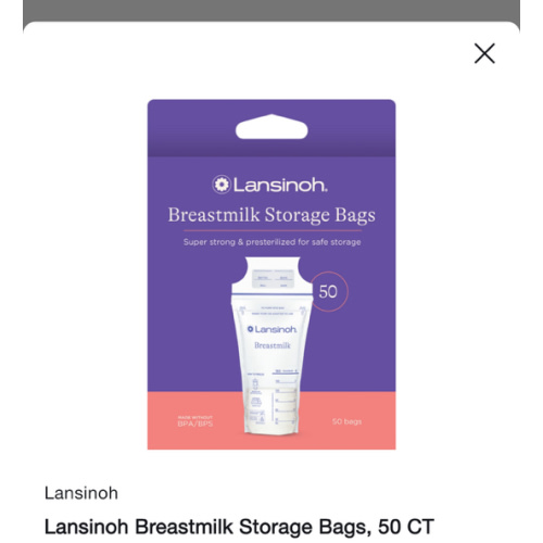 Lansinoh Breastmilk Storage Bags, 50CT