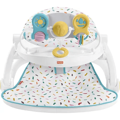 Fisher-Price Baby Portable Infant Chair Deluxe Sit-Me-Up Floor Seat with Snack Tray & Developmental Toys, Rainbow Sprinkles (Amazon Exclusive)