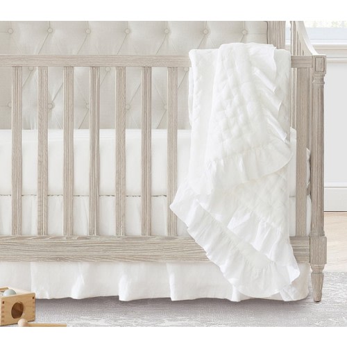 Ruffle Belgian Flax Linen Baby Quilt | Pottery Barn Kids
