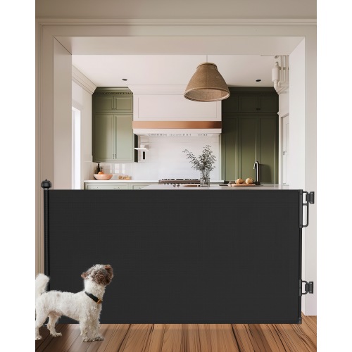 Ophanie Retractable Baby Safety Gate,Mesh Pet Gate 33" Tall, Extends to 55" Wide, Black