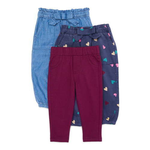 Garanimals Baby Girl Fashion Bottoms Multipack, 3-Pack, Sizes 0-24 Months