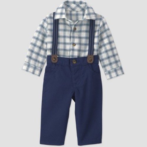 Carter's Just One You® Baby Boys' Gingham Suspender Set - Navy Blue 3M