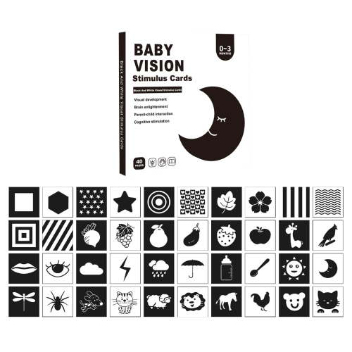 Contrast Cards for 0-3 Months, High Contrast Baby Toys for , Black and White Cards for Newborns, 20PCS 40Pages 5.5" x 5.5", Curious Baby Activity Cards, Toys
