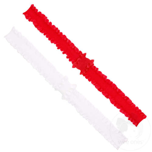 Add-A-Bow Stretch Ruffle Edge Girls Baby Bands - Two Pack - RED / INFANT (6-24 MONTHS) | Wee Ones Hair Bows & Accessories