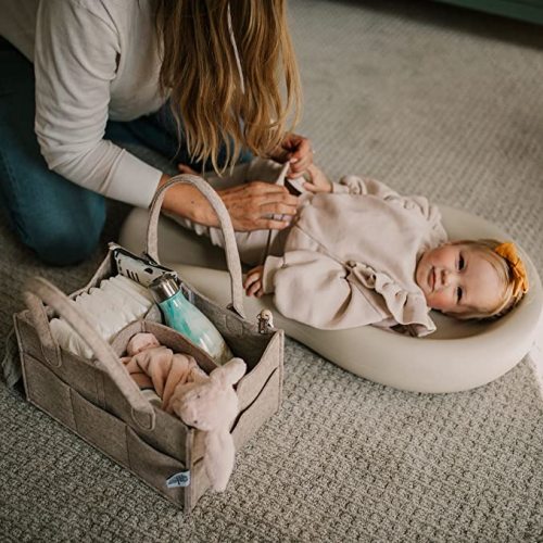 Parker Baby Diaper Caddy - Nursery Storage Bin and Car Organizer for Diapers and Baby Wipes - Oatmeal - Regular