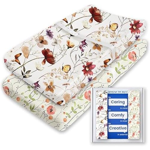 Changing Pad Cover for Girls Boys, TotBasic Premium Soft Boho Changing Table Covers, Stretchy Jersey Changing Table Sheets - Fits All Standard Changing Tables - 2 Pack