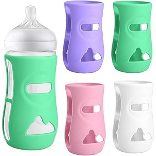 BUSOHA 4 Pack Silicone Sleeves for Avent Baby Bottles - Anti Breakage Baby Bottle Holder for Avent Natural Glass Baby Bottles,Compatible with Avent Baby Bottle,8oz.