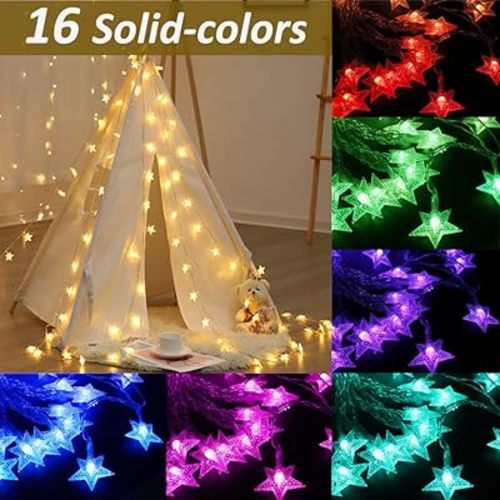 Nursery Star String Lights for Bedroom 40 LEDs, Christmas Hanging Twinkle Lights USB Powered, Bunk Bed Lights for Kids Room Indoor Outdoor with Remote