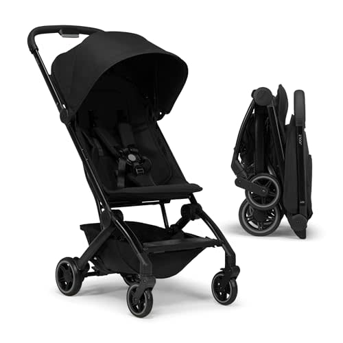 Joolz AER+ Lightweight & Compact Travel Stroller - Portable One-Hand Fold Design - Ergonomic Seat for Infant & Toddler (up to 50 lb) - XXL Sun Hood - Stroller for Airplane -Travel Pouch -Space Black