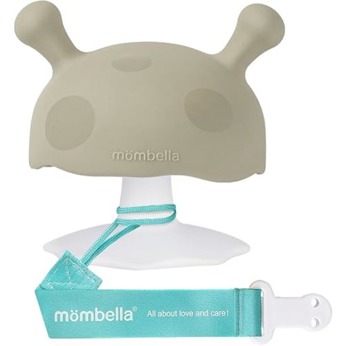 Baby Teething Toys for 3-12 Months+,Silicone Mombella Baby Teether,Soft & Easy to Grasp for Teething Relief,Safe & Comfortable Teether Toys for Sucking Needs,BPA Free (Taupe)