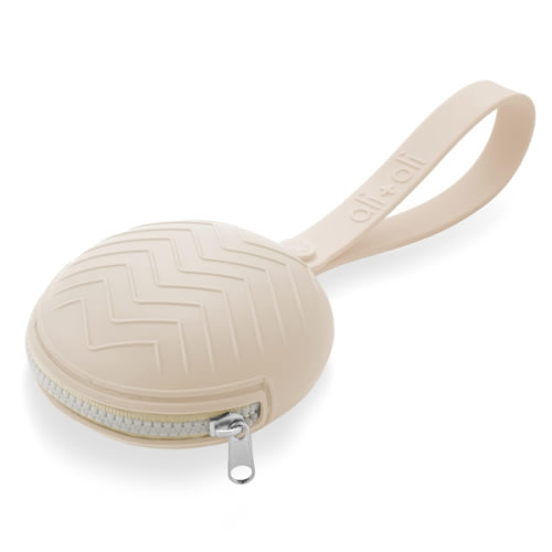 Ali+Oli Silicone Pacifier Case (Natural) 3" x 1.6" BPA-Free Newborn Pacifier Holder, Travel Baby Pacifiers Silicone Pouch, Pacifier Accessories for Boys & Girls, Silicone Pacifier Storage Case