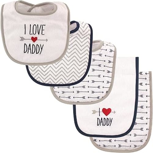 Luvable Friends Unisex Baby Bib and Burp Cloth Set, Boy Daddy, One Size