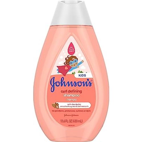 Johnson's Curl-Defining, Frizz Control, Tear-Free Kids' Shampoo with Shea Butter, Paraben-, Sulfate- & Dye-Free Formula, Hypoallergenic & Gentle for Toddler's Hair, 13.6 fl. oz