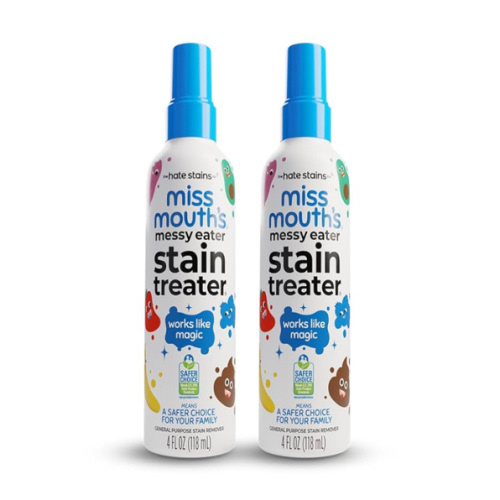 Miss Mouth's Messy Eater Stain Treater Spray - 4oz 2 Pack Stain Remover - Newborn & Baby Essentials - No Dry Cleaning Food, Grease, Coffee Off Laundry, Underwear, Fabric