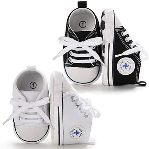Baby Girls Boys Shoes Soft Anti-Slip Sole Newborn First Walkers High Top Canvas Denim Unisex Infant Sneaker