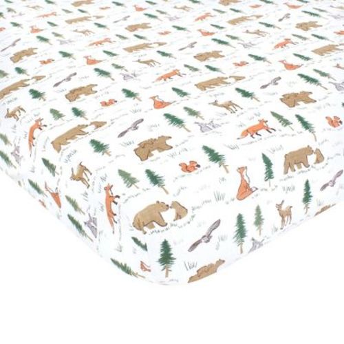 Hudson Baby Infant Boy Cotton Fitted Crib Sheet, Sweet Woodland, One Size