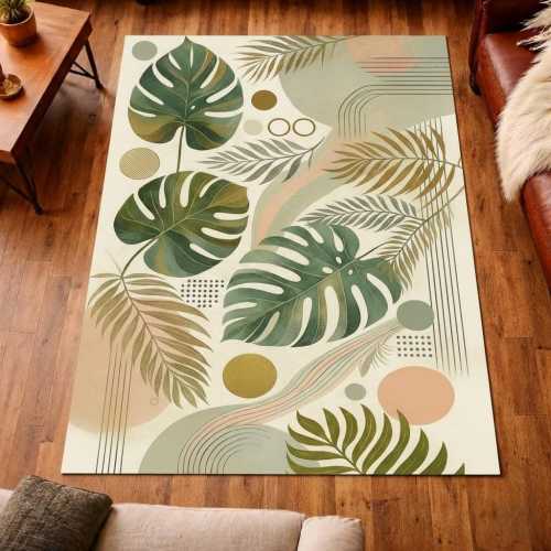 Tropical Monstera Leaf Rug: Boho Jungle Decor