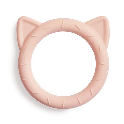 mushie Silicone Baby Teether Toy | Cat (Blush)