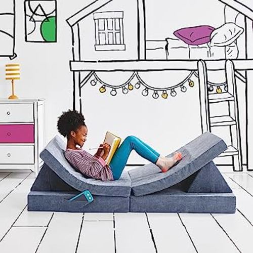 Kids and Toddler Play Couch, Convertible Folding Sofa, Durable Foam Modular Design, Blue Lagoon