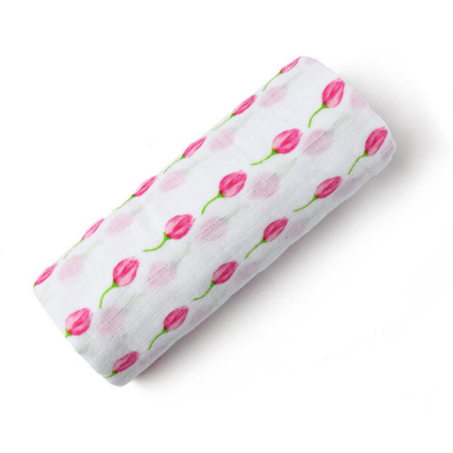Organic Cotton Muslin Swaddle, Flower Bud - Malabar Baby Swaddles & Sleep Bags | Maisonette