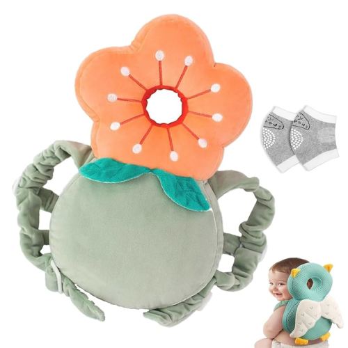 Baby Head Protector Backpack for Crawling & Walking Adjustable Safety Toddler Head Protection with Knee Pads (Style D)