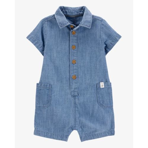 Cotton Blend Romper - Blue - Size 18m