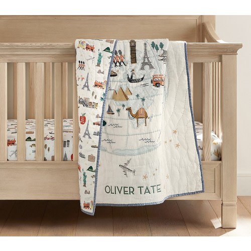 Rifle Paper Co. Globe Trotter Baby Quilt | Pottery Barn Kids